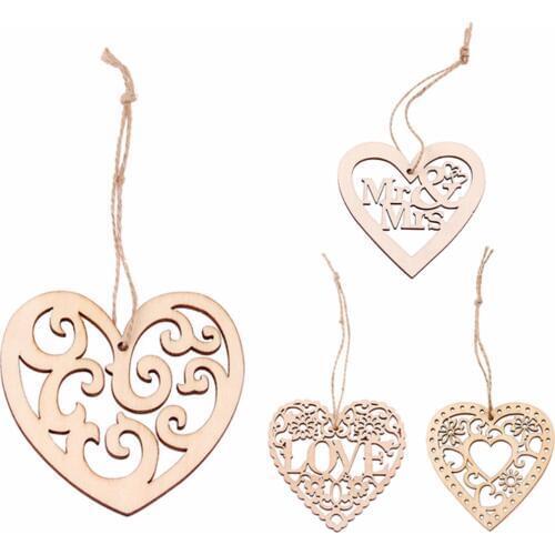 10Pcs Wooden Love Heart Hanging Decor Wedding Pendant Craft Decoration Mayitr Wedding Gifts Party Decor Supplies
