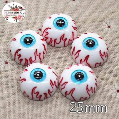 10pcs Resin halloween eyeball flat back Cabochon Art Supply Decoration Charm hair bow center 25mm
