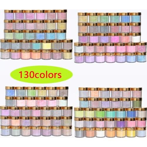 130Jar /Set 1OZ Acrylic Powder 2 In 1 Faster Drying Nail Dust 130 color 1 pcs for each item Nail Art Supplier Gold Bottle*&130