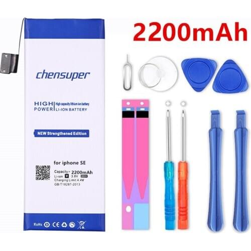 2pcs/chensuper 2200mAh SE For Apple iPhone SE Good Quality Phone Battery Batteries Bateria +Free Tools