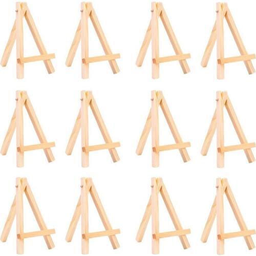 3 by 5 Inch Tiny Wood Easels Set for Paintings Craft Small Acrylics Oil Projects, Pack of 12