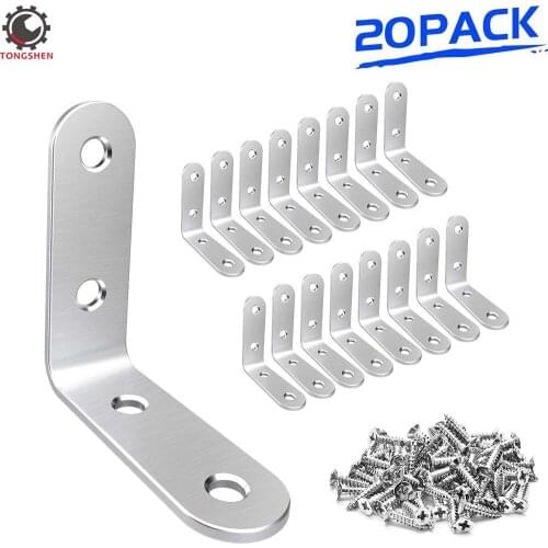 40pcs Corner Braces 1 9/16 x 1 9/16 inch Corner Braces Stainless Steel 304 with Screws Right Angle L Brace for Shelves Furniture