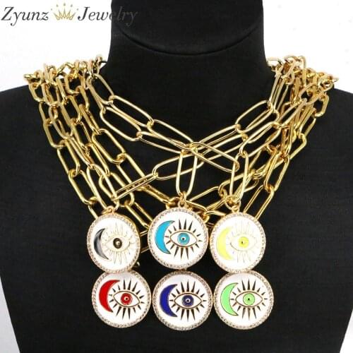 5PCS, Bohemia Sun Moon Coin Pendants Necklaces For Women Lucky Eye Trendy Gold-color Choker Necklace Best Vintage Jewelry Gift