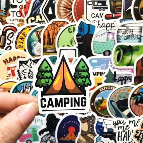 50Pcs/Set Wholesale Outdoor Camping Stickers Waterproof Sticker For Skateboard Laptop Luggage Car Decal Kids Gifts