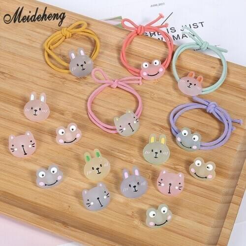 Acrylic Rubber Cute Animal Cartoon Beads Cat Frog Rabbit for Jewelry Making Keychain DIY Handmade kids Hair Rope Accessories