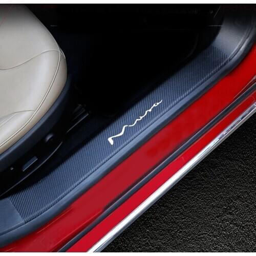 Car Accessories For Lancia Musa Door Threshold Plate Carbon Fiber Pu leather 4Pcs