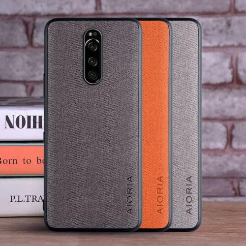Case for Sony Xperia 1 coque Luxury textile Leather skin soft TPU hard PC phone cover for sony xperia 1 case funda capa