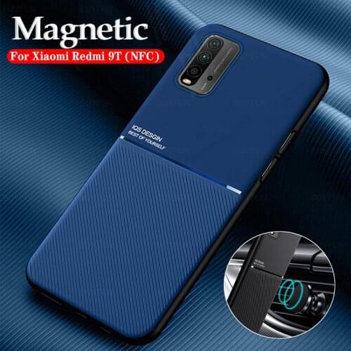 Redmi9t nfc case leather texture car magnetic holder phone covers for xiaomi redmi 9t redme9 9t 9 t 6.53'' shockproof funda case