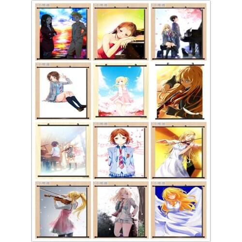 Coscase Japan Anime Your Lie in April Arima Kousei Sawabe Tsubaki Ryota Watari Home Decor Wall Scroll Poster Decorative Pictures