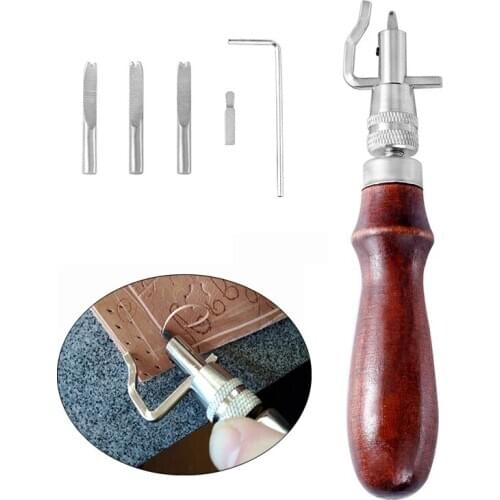 Imzay Leather Craft Stitching Tool Adjustable Stitching and Groover Crease Leather Craft Edge Press Kit Sewing Accessories