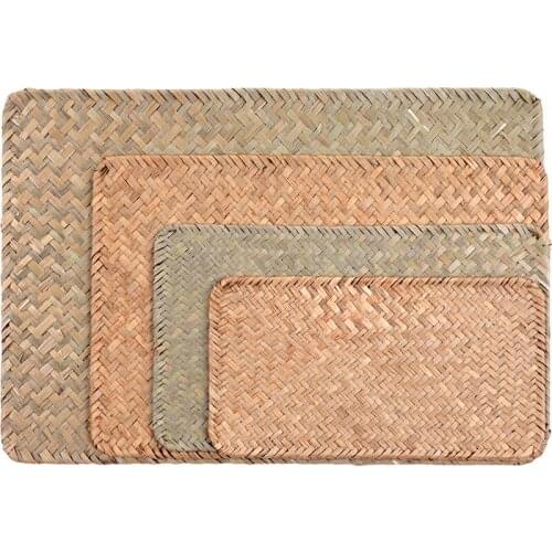 Insulation Pad Table Mat Simple Hand-woven Plate Mat Bowl Mat Anti-scald Coaster Pot Mat Straw Pastoral Style Rectangular Heat