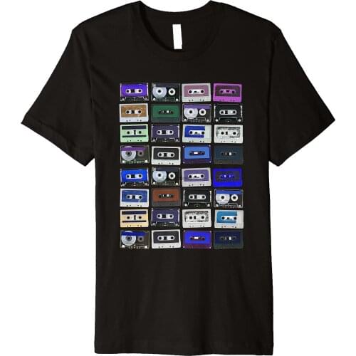 Cassette Tapes Mixtapes 1980s Radio Music DJ Inverse Premium T-Shirt