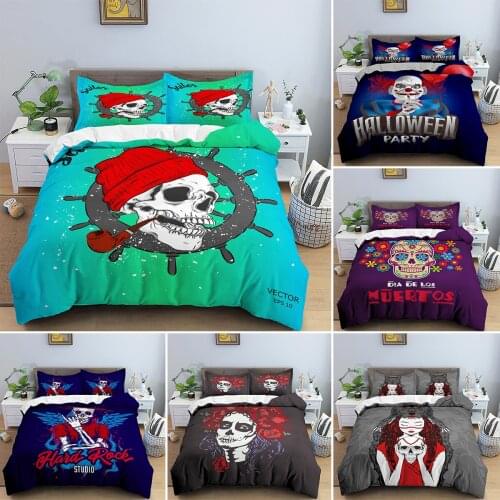 Skull Girl Luxury Bedding Set Soft Duvet Cover With Pillowcase Queen/King Size(2/3 Pcs) Quilt Cover 228x264CM Bedroom Decoration