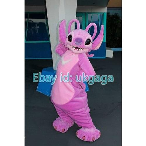 Best Quality on Pink Bat Stitch Fursuit Complete Suit Mascot Costume Cosplay Party Fancy Dress Birthday