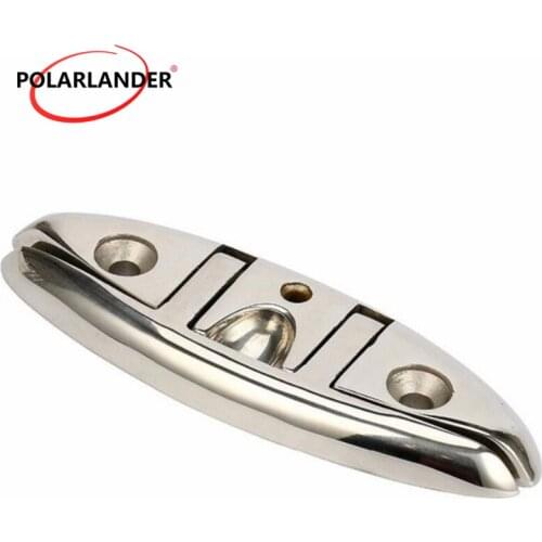 Stud Mount Flip Up 6'' Stainless Steel Cleat Boat Marine Folding Base Hardware