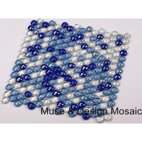 Mediterranean Sea Blue White round glass mosaic tile Kitchen backsplash bathroom garden boarder liner wall floor tile