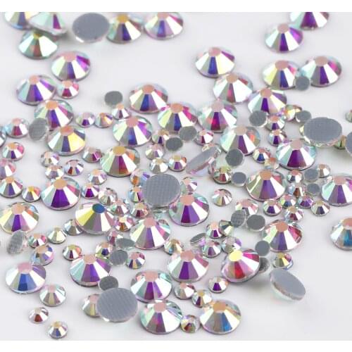 144Pcs-1440 pcs Mixed Size Hotfix Round Crystals AND Gems Glass Stones Hotfix Flat Back Rhinestones For Clothes Shoes Crafts DIY