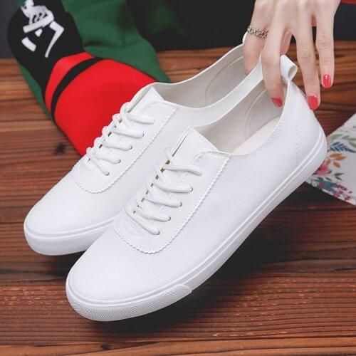 Dwayne Summer Casual Vulcanized Shoes Mens Small White Shoes PU Leather Couple Flats Lace-up Sneakers Men Shoes