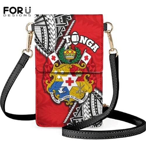 FORUDESIGNS 2021 Hot Sale Leather Crossbody Bags for Womens Tonga Rugby Polynesian Design Ladies Casual Shoulder Bag Phone Pouch