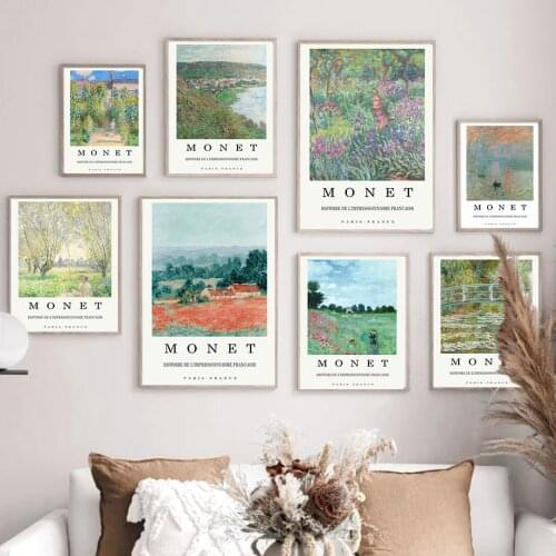 Monet Retro Abstract Landscape Exhibition Wall Art Canvas Painting Nordic Posters And Prints Wall Pictures For Living Room Decor