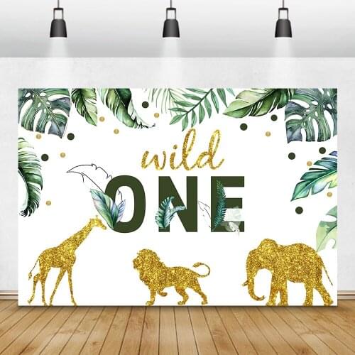 Cartoon Tropical Jungle Forest Safari Party Photo Backdrop "Wild One" Baby Birthday Party Photography Background For Photostudio