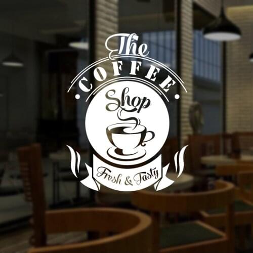 Coffee Shop Sticker Milk tea Decal Cafe Cup Poster Vinyl Art Wall Decor Mural Decoration Break Bread Coffee Glass Decals