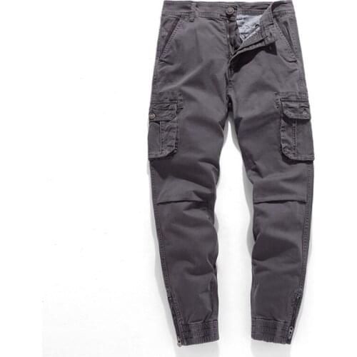 Newest Multi Pocket Harem Pants Men Casual Cargo Pants Mid Waist Men Pencil Pants Autumn 100%Cotton Pants Male trousers