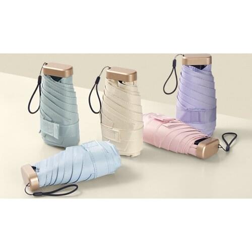 YRYP New 14cm Sunny Umbrella Mini Vinyl Six Fold Bag Umbrella Girls Sun Protection Sunshade Women Gifts Rain Umbrella