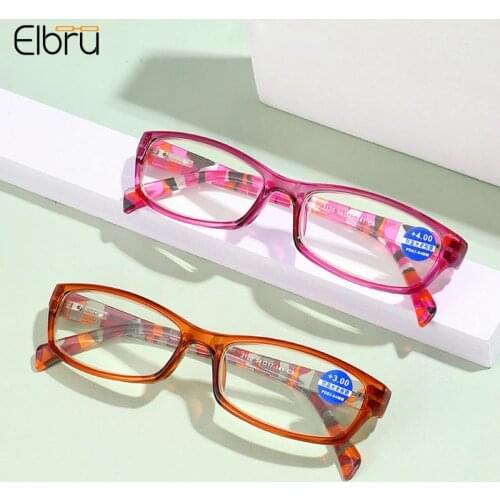 Elbru Mirror Leg Printing Anti-blue Light Reading Glasses Small Square Frame Men and Women High Definition Presbyopic Glasses