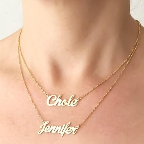 Custom Double Layered Name Necklaces For Women Fashion Jewelry Personalized Two Name Pendant Necklace Friendship Birthday Gifts