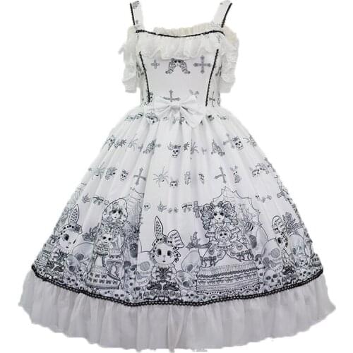 Lolita Jumper Skirt Dark Garden Printed Lolita Dress