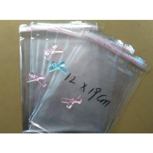 500pcs 12*19cm Clear OPP Bag Transparent Self Adhesive Resealable Opp Poly Cellophane Food Candy Jewelry Gift Bags Packing Plas