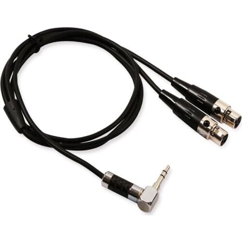 Right Angle 3.5mm Mini Stereo Male to 2 Mini XLR Female Breakout Y-Cable