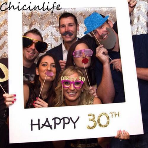 Chicinlife 1Pcs Happy 30th 40th 50th 60th Photo Booth Frame Props Adult Birthday Party Photobooth Anniversary Decoration Supplie