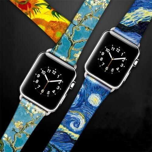 For Apple Watch Series 4 1 2 3 Genuine Painting Leather With Folding Buckle Watch Strap Watchbands For Apple Watch 4 38mm 42mm