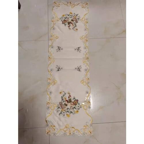 Luxury lace satin embroidery bed table runner flag cloth cover dining coffee tea cutwork tablecloth placemat home wedding decor