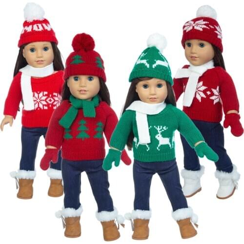 2020 Christmas Sweater Set Fit For American Girl Doll 18 Inch Doll Clothes , Shoes are not included