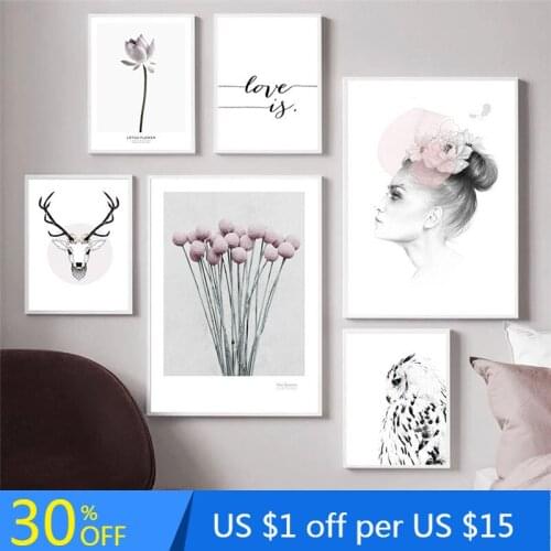 Nordic Minimalist Flower Art Canvas Painting Prints Eagle Deer Posters Modern Home Decor Wall Pictures For Living Room123