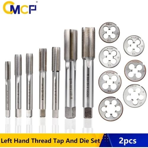 CMCP 2pcs HSS M3 M6 M8 M10 M12 M14 M16 M18 M20 Metric Thread Tap And Die Set Left Hand Machine Screw Tap Drill Bit Round Die