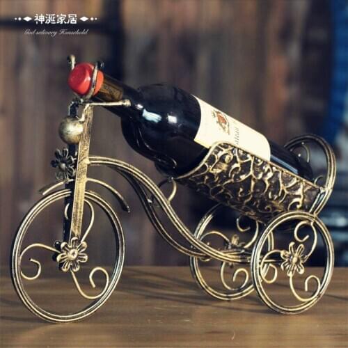 European style retro red wine rack shelf Wine fashion wine rack Home Furnishing living room decor decoration cabinet