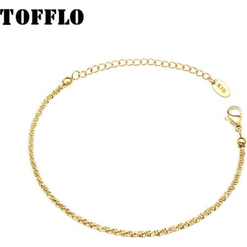 TOFFLO Stainless Steel Jewelry Star Dense Cauliflower Chain Bracelet Womens Lovely Shining Bracelet BSE110