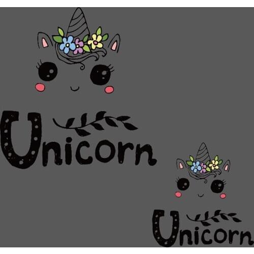 1PCS Cartoon Unicorn Iron On Transfers For Clothes Unicorn Letter Patch Thermal Heat Transfer Vinyl Sticker DIY Applique