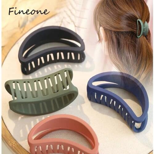 1pc Hairpin Frosted Hollow Curved Crab Shape Acrylic Simple Color with Half Ball Head Small Hair Clips styling tools accessories