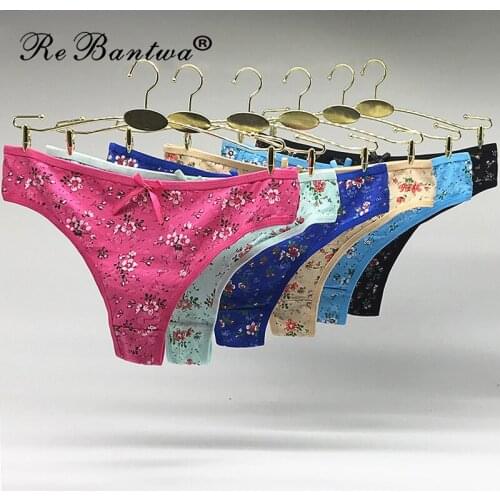 10pcs/Lot cotton Sexy g-strings women thongs underwear women G-String Flower decorative briefs girl Sexy panties Femme lingerie