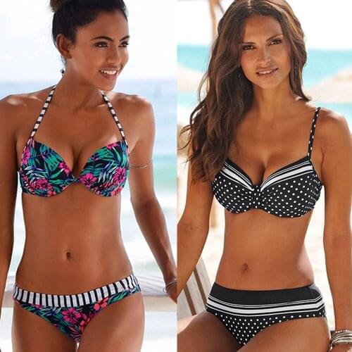2020 Halter Print Bikinis Bathing Suit Female Bikini Push Up 2 Piece Swimsuit Women Swimwear Beachwear