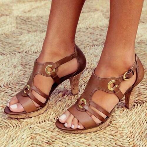 2021 Sandals Women High Heels Sexy Hollow New Ladies Shoes Classic Womens Sandals Plus Size Woman Buckle Strap Rome Sandalias