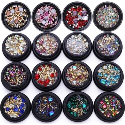 3D Nail Art Rhinestones Metal Rivet Beads Studs Mixed Size Nail Art Decoration Accessories Nail Stones Decors DIY Tips