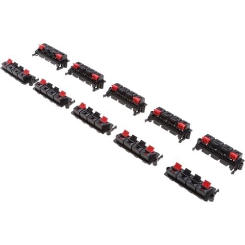 4 Way Jack Spring Speaker Push Connector Terminal Strip Block 10pcs