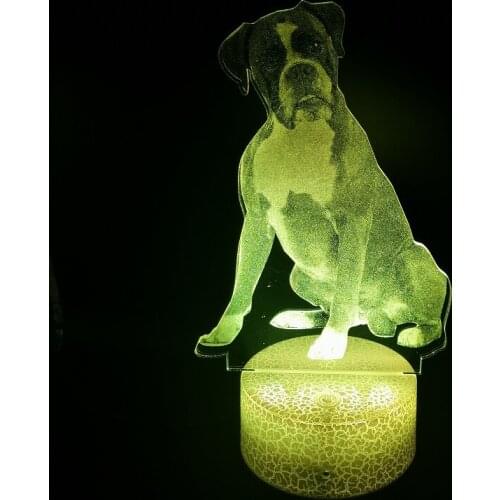 Acrylic 3D LED Photo Light Boxer Animal Desk Lamp for Bed/Hotel Room Decor Touch Sensor Colorful Nightlight Bluetooth Base