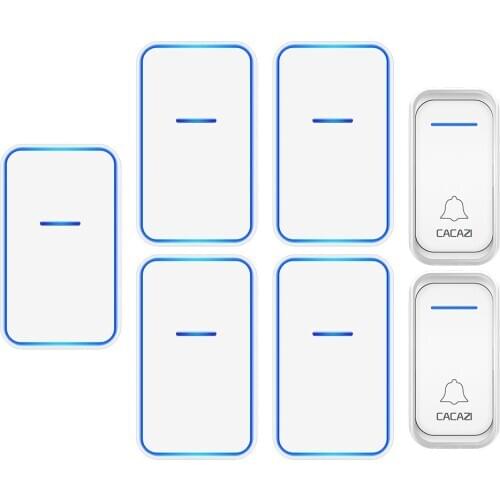 CACAZI Home Welcome Wireless Doorbell Waterproof 300M Remote US EU UK Plug Smart Cordless Calling Door Bell 2 Button 5 Receiver
